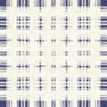 Masculine indigo tartan linen seamless pattern. All over print of navy blue lodge plain cotton plaid background. Royalty Free Stock Photo