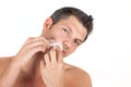 Masculine male skin care face cleaning Royalty Free Stock Photo