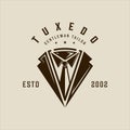 masculine tie tuxedo logo vector vintage illustration template icon graphic design. suit gentleman fashion sign or symbol for