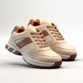 Masculine White And Brown Shoes: Uhd 3d Model With Natural And Man-made Elements