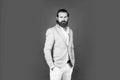 masculinity and charisma. formal party dress code. old fashioned bearded hipster. hairdresser concept. brutal handsome Royalty Free Stock Photo