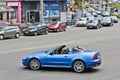 Kiev, Ukraine; April 10, 2014. Maserati Cabrio 4.2 V8. The girl behind the wheel.