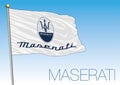 Maserati flag with logo, vector illustration, editorial