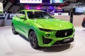 Maserati Levante Modena S luxury SUV car showcased at the Brussels Autosalon European Motor Show. Brussels, Belgium - January 13,