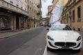Maserati parked in Via Montenapoleone in Milan Royalty Free Stock Photo