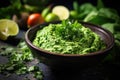 mashed avocado in a bowl with lime and cilantro