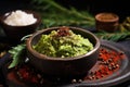 mashed avocado in a bowl with spices