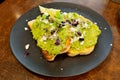 Mashed avocado with feta cheese on bread Royalty Free Stock Photo