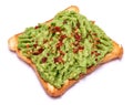 mashed avocado and pepper toast isolated on white background Royalty Free Stock Photo