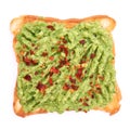 mashed avocado and pepper toast isolated on white background Royalty Free Stock Photo