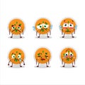Mashed orange potatoes cartoon character with sad expression