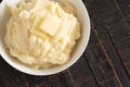 Mashed Potatoes with Butter on a Wooden Table Royalty Free Stock Photo