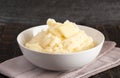 Mashed Potatoes with Butter on a Wooden Table Royalty Free Stock Photo