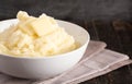 Mashed Potatoes with Butter on a Wooden Table Royalty Free Stock Photo