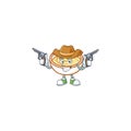Mashed potatoes cartoon character with mascot cowboy. Royalty Free Stock Photo