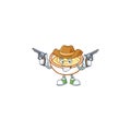 Mashed potatoes cartoon character with mascot cowboy.