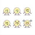 Mashed potatoes cartoon character with various angry expressions