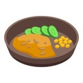 Mashed potatoes fried icon, isometric style