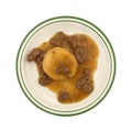 Mashed potatoes with gravy and beef tips TV dinner Royalty Free Stock Photo