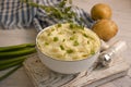 Mashed potatoes  recipe melted food on old  background Royalty Free Stock Photo