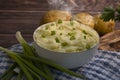 Mashed potatoes  recipe vegetarian  food on old wooden background Royalty Free Stock Photo