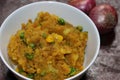 Mashed potatoes spicy curry. Aloo ka bharta, aloo ki sabzi, spiced mashed potato, popular in northern India