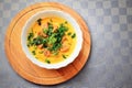 Mashed pumpkin soup with rye croutons Royalty Free Stock Photo