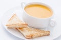 Mashed pumpkin soup and toasts Royalty Free Stock Photo