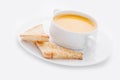Mashed pumpkin soup and toasts Royalty Free Stock Photo
