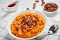 Mashed sweet potato topped with pecan nuts Royalty Free Stock Photo