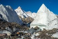 Masherbrum mountain and big ice on Baltoro glacier, K2 trek, Pakistan Royalty Free Stock Photo