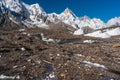 Masherbrum mountain or K1 peak in Karakoram mountains range view from Goro II campsite, K2 base camp trekking route, Gilgit