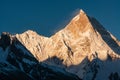 Masherbrum mountain peak in Karakoram range view from Goro II campsite, K2 base camp trekking, Gilgit Baltistan north Pakistan