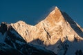 Masherbrum mountain peak in Karakoram range view from Goro II campsite, K2 base camp trekking, Gilgit Baltistan north Pakistan Royalty Free Stock Photo