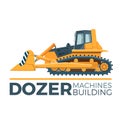 Mashines building promo poster with huge yellow dozer