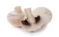 mashrooms whole and sliced champignons isolated on white background Royalty Free Stock Photo