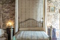 Masino, Italy - baroque bedroom in old castle. Vintage interior, original from 18th Century