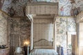 Masino, Italy - baroque bedroom in old castle. Vintage interior, original from 18th Century