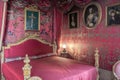 Masino, Italy - baroque bedroom in old castle. Vintage interior, original from 18th Century