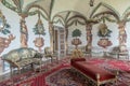 Masino, Italy - baroque livingroom in old castle. Vintage interior, original from 18th Century