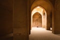 Masjed-e Jameh Mosque Ceiling with Roof Circle Window and Muqarna. Beautiful oldest iranian mosque dome interior design