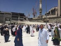 Entrance of Great Mosque of Mecca - Huge crowd of pilgrims during prayer time - Makkah religious tour - Islamic holy site Royalty Free Stock Photo