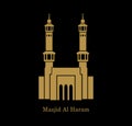 Masjid al Haram front vector icon. Al Haram mosque golden vector icon