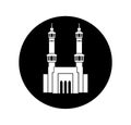 Masjid al Haram front vector icon. Al Haram mosque black and white vector icon