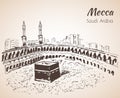 Masjid al-Haram sketch. Mecca. Royalty Free Stock Photo