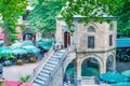 Masjid or mosque at courtyard of historical Koza Han in Bursa, Turkey Royalty Free Stock Photo