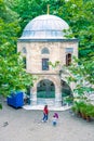 Masjid or mosque at courtyard of historical Koza Han in Bursa, Turkey Royalty Free Stock Photo