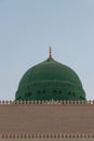 External image of the Prophet's Mosque in Medina in Saudi Arabia, The green dome of the mosque. Masjid Nabawi Royalty Free Stock Photo