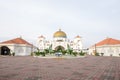 Masjid Selat Melaka or Malacca Straits Mosque during a beautiful sunrise. Royalty Free Stock Photo