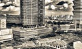 Masjid Sultan, Singapore Mosque in historic Kampong Glam. Panoramic aerial view with city buildings Royalty Free Stock Photo